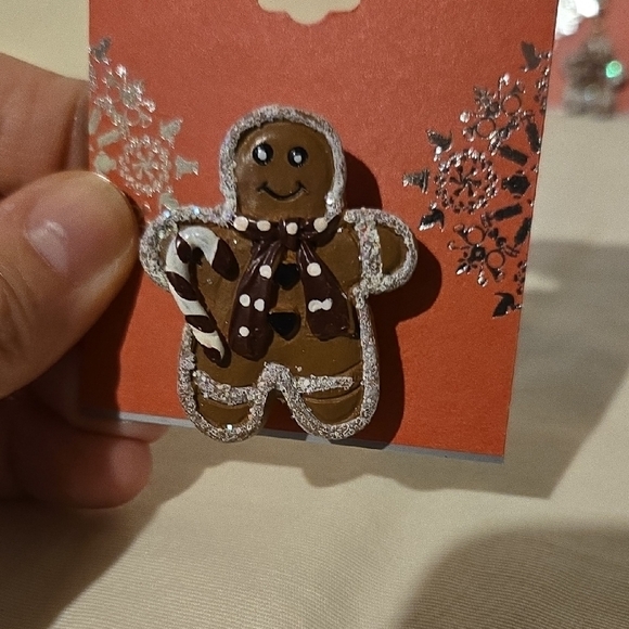 Kohl's Christmas Holiday Gingerbread Fish Hook Earrings And Brooch Pin Set - Picture 2 of 4